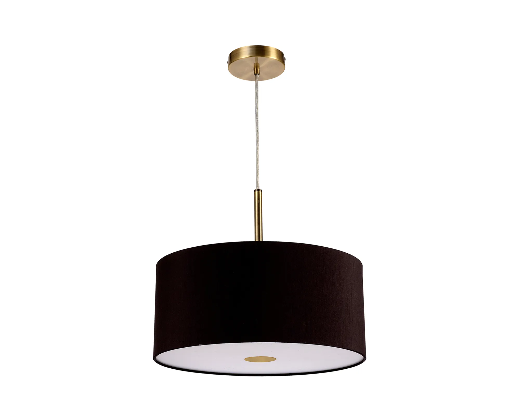 Baymont 40cm 3 Light Pendant Antique Brass, Midnight Black/Green Olive, Frosted Diffuser DK0399  Deco Baymont AB BL/GR